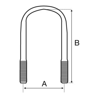 U Bolt, Flattened, B = 256mm Thread M22