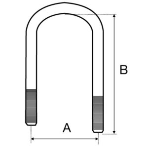 U Bolt, Round offset leg, B = 262/240mm Thread M22