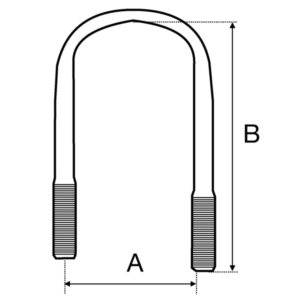 U Bolt, Flattened offset leg, B = 262/240mm Thread M22