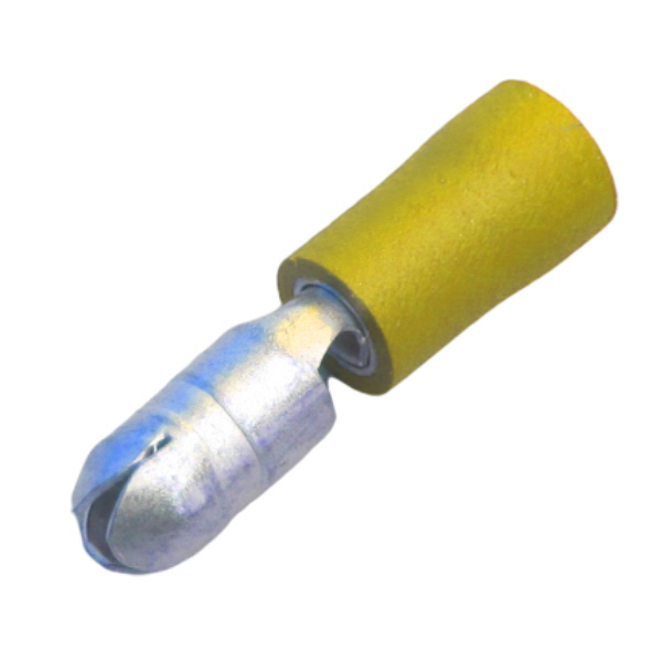 Yellow Pre-Insulated Bullet Terminals - 5.00mm Pack Qty 100