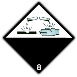 Marker Board ADR Hazard Diamond Class 8 Alloy 300 x 300mm