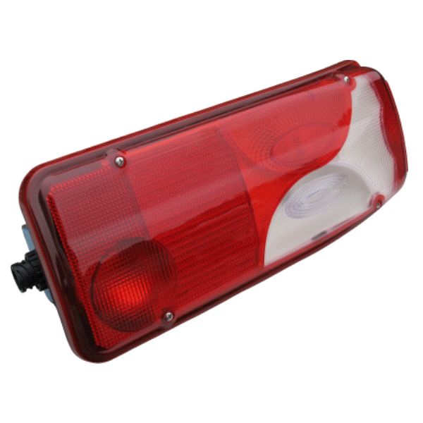 Model LC8 Rear Lamp White Lens RH, With Reflector, Reverse Alarm, Side AMP 1.5 Connector