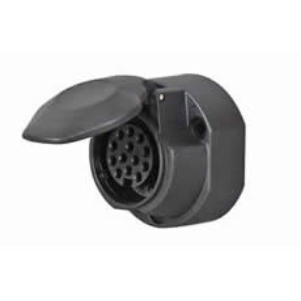 13 Pin Plastic Caravan Socket with Fog Cut Out - 12V Pack Qty 1