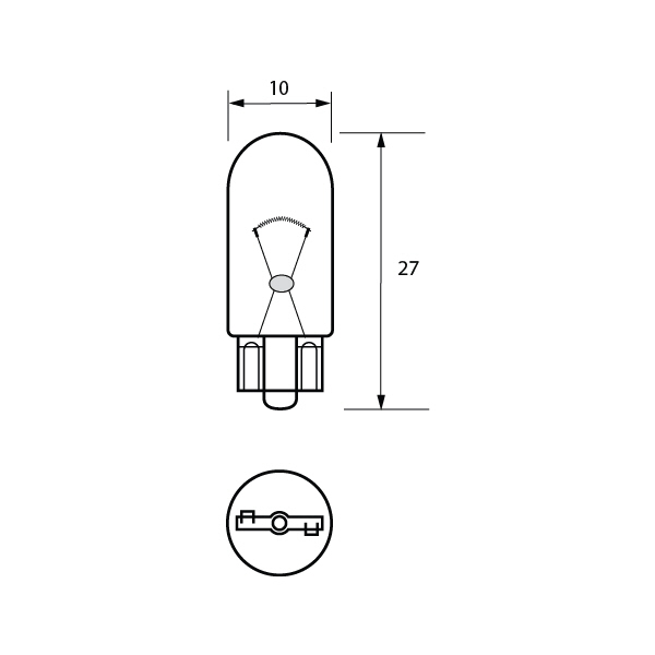 507 24V 5W W2.1 x 9.5D 10mm Pack Qty 1