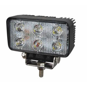 6 x 3W LED Work Lamp with 450mm Flying Lead – Black, 12/24V, IP67 Pack Qty 1
