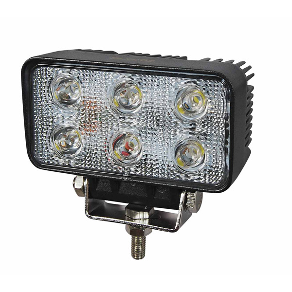 6 x 3W LED Work Lamp with 450mm Flying Lead - Black, 12/24V, IP67 Pack Qty 1
