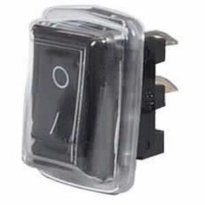Black On/Off Single-Pole Rocker Switch with PVC Cover – 10A at 12V Pack Qty 1