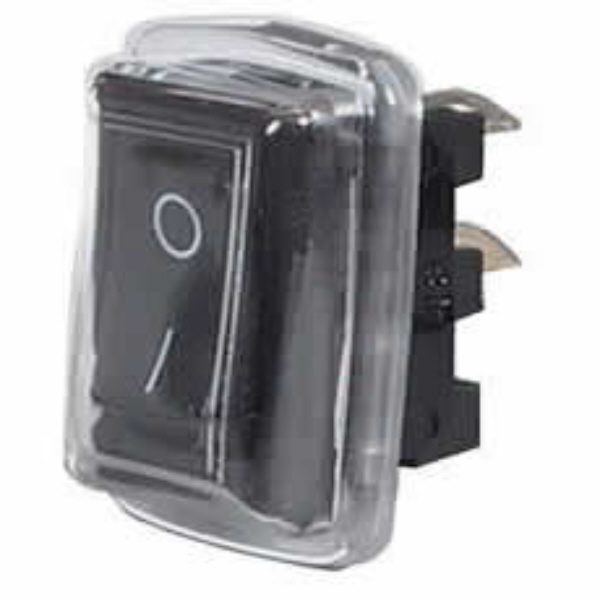 Black On/Off Single-Pole Rocker Switch with PVC Cover - 10A at 12V Pack Qty 1