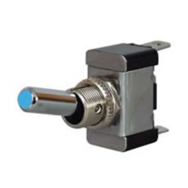 Blue LED On/Off Toggle Switch with Metal Lever- 12/24V Pack Qty 1
