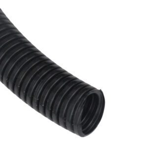 Black Nylon Heavy-Duty Convoluted Un-Split Tubing – 7.5NW x 50m Pack Qty 50