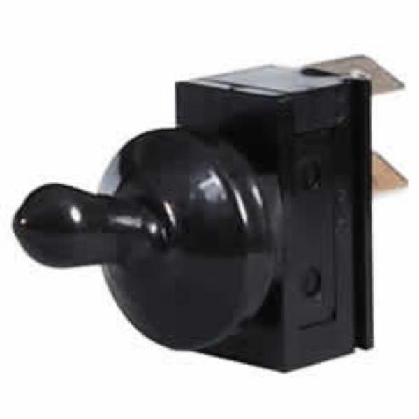 Splashproof On/Off Toggle Switch with Rubber Gaiter - 10A at 12V Pack Qty 1