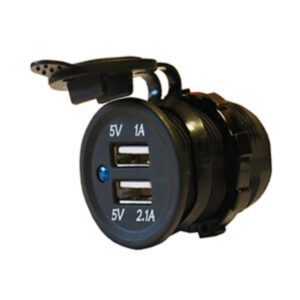 Black 12V/24V USB Port Socket Pack Qty 1