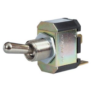 On/Off Toggle Switch with Nickel Plated Brass Lever – 10A at 28V Pack Qty 1